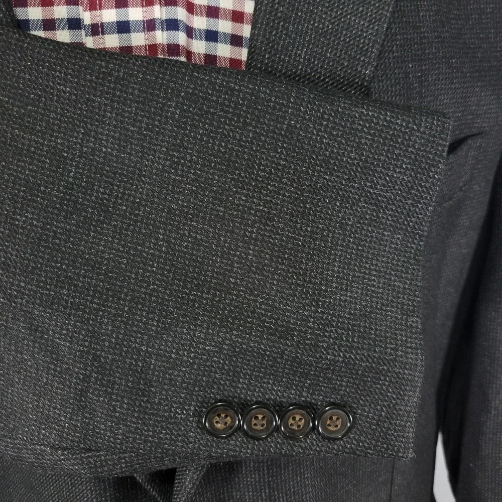 Chaps Men's Sport Coat Blazer Two Button Charcoal‎ Black Poly Blend Size 44R